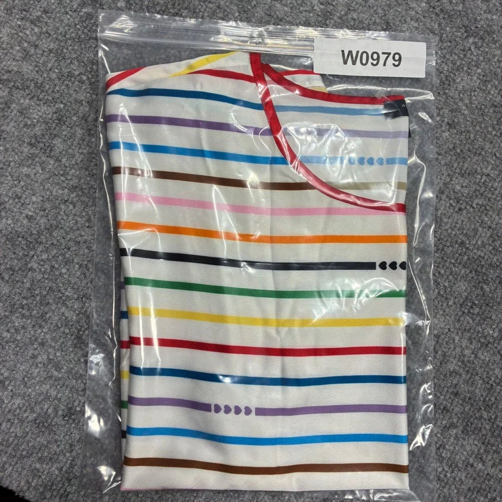 Ann Taylor Sleep Women's Rainbow Striped Pajama Top‎ Size L Polyester